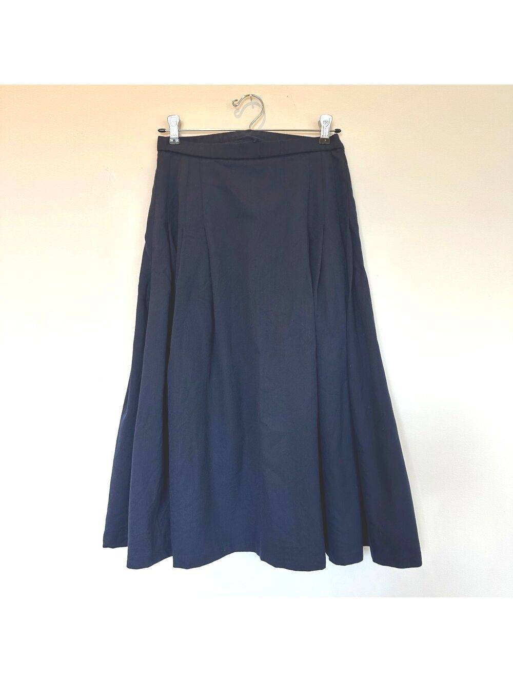 Vtg Pendleton Navy Pleated Midi A-Line Skirt Women's Small Virgin Wool USA Made